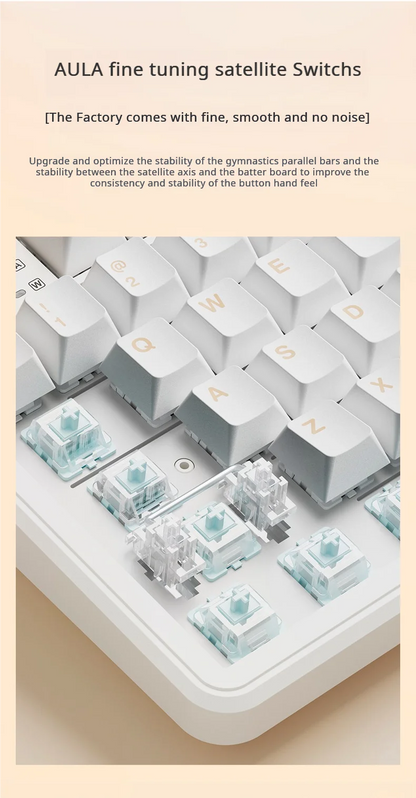 AULA F108Pro Wireless Mechanical Keyboard – UK Layout, Bluetooth Tri-Mode, Gasket, Hot-Swap, RGB, 104 Keys