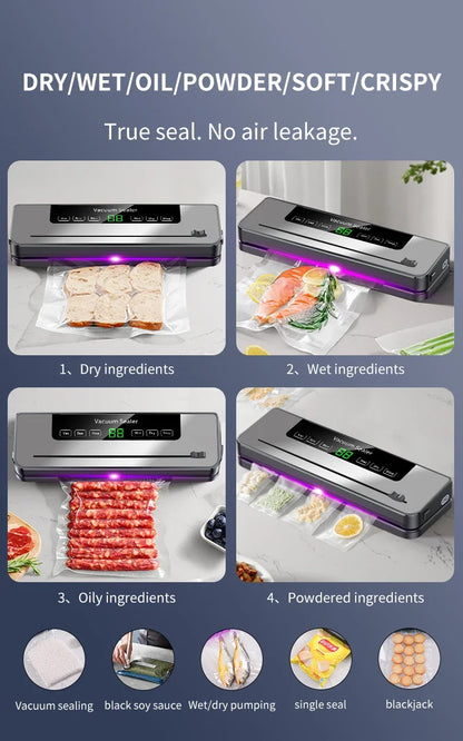 Food Vacuum Sealer Machine | Dry & Wet | UV Sterilization | Built-in Cutter | Kitchen Food Storage