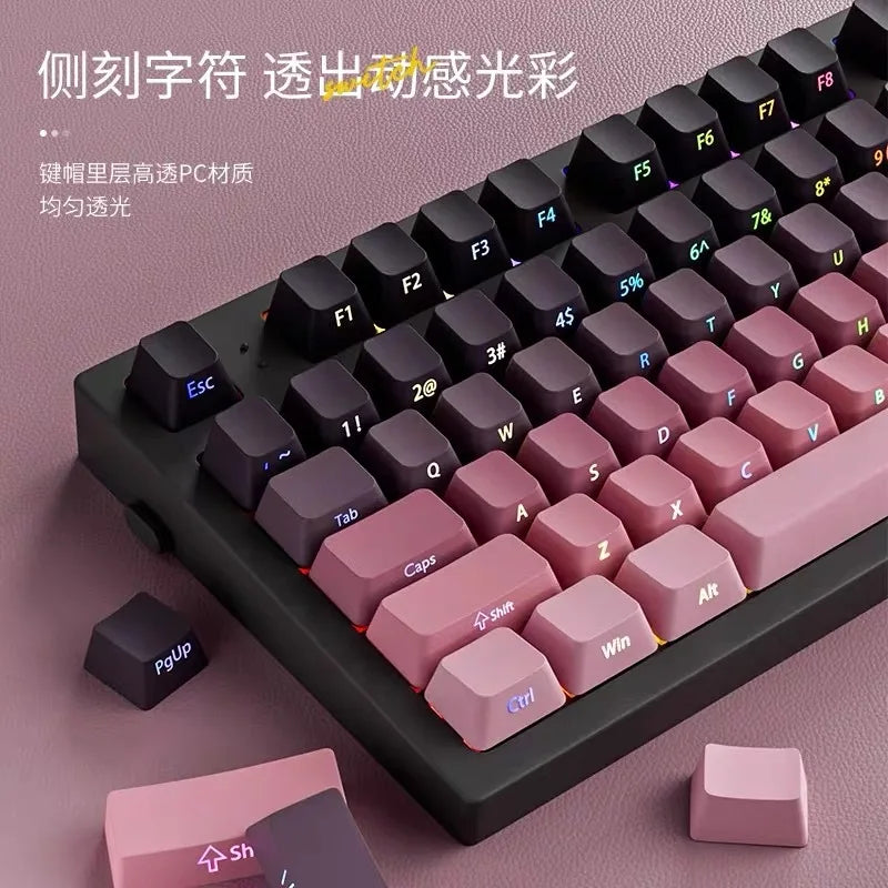 Transparent Pbt Keycaps With Side-Engraved Opacity Gradient Dye Sublimation For Mechanical Keyboard Six Color Personalized Fit