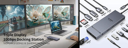 UGREEN 10Gbps USB C HUB 4K60Hz Type-C to HDMI RJ45 PD100W SD&TF USB Adapter for Macbook iPad Samsung Laptop Accessories Docking