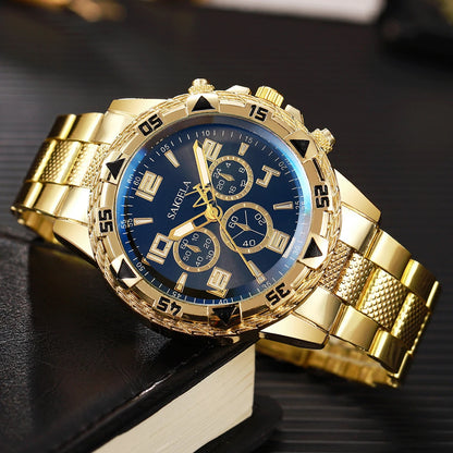 Men's 2-Piece Business Watch Set - Arabic Dial Steel Band Quartz Watch Gift Set