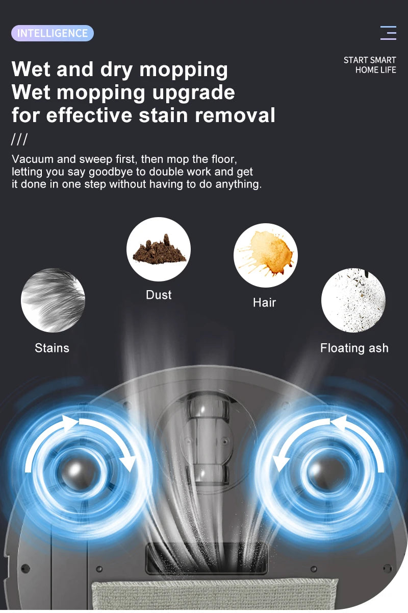 R.E.D. Shopping 3-in-1 smart sweeping robot for home, wireless vacuum cleaner with sweeping and vacuuming functions.