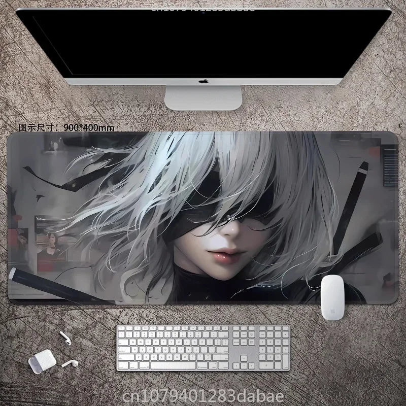 NieR Automata ARPG Leather Mouse Pad – Waterproof PU Leather, Keyboard Table Mat, E-Sports Gaming