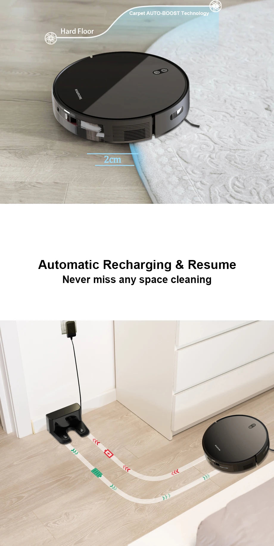 Robot Vacuum & Mop Combo – 6000PA Suction, WiFi & Voice Control, Auto-Recharge, Pet Hair | V6