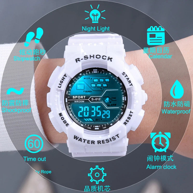 Men's Military Digital LED Sport Watch – Large Screen, Waterproof, Luminous Outdoor Wristwatch