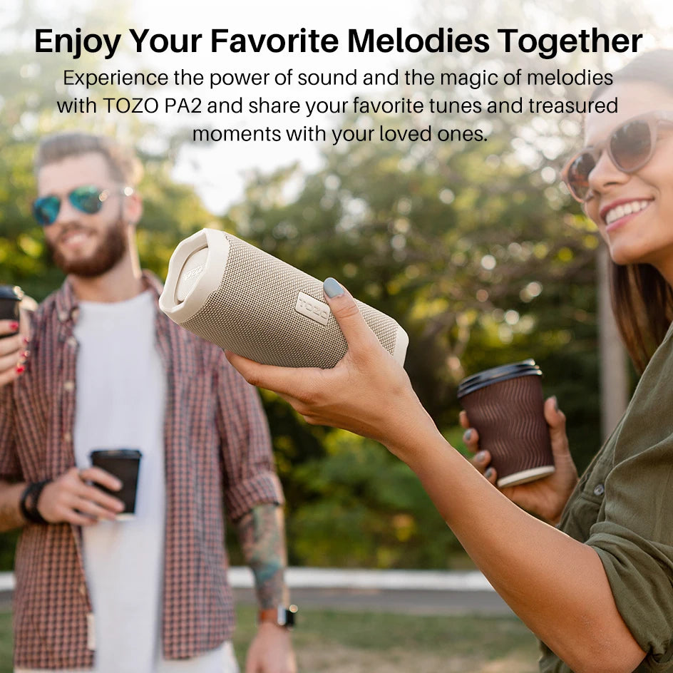 TOZO PA2 Portable Bluetooth Speaker – Deep Bass, 25H Playtime, Custom EQ App