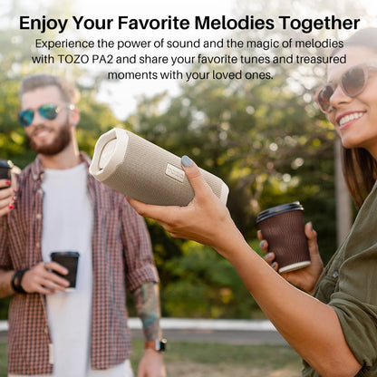 TOZO PA2 Portable Bluetooth Speaker – Deep Bass, 25H Playtime, Custom EQ App