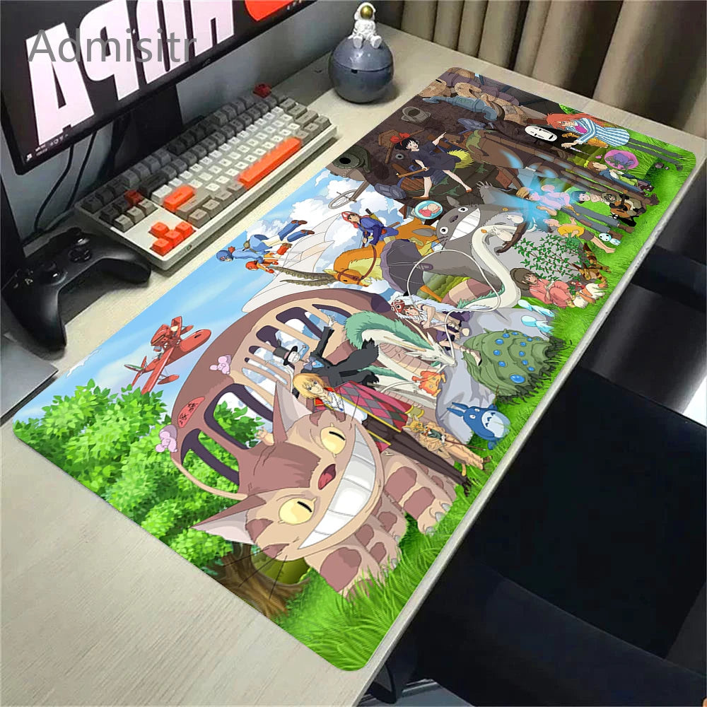 XXL Cartoon Cat Mousepad – 90x40cm HD Print, Non-Slip, Locking Edge Desk Mat