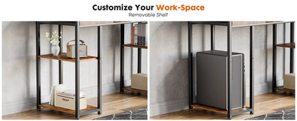 JHK 48" Gaming Desk with Fabric Drawers & Storage Shelves – Metal Frame Home Office