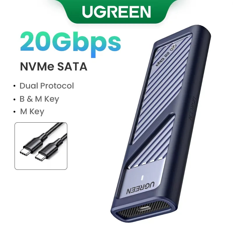 UGREEN M.2 SSD Enclosure | NVMe & SATA | USB 3.2 Gen2 20Gbps | Supports 2230–2280