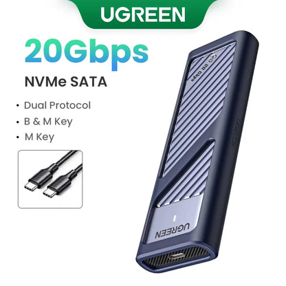 UGREEN M.2 SSD Enclosure | NVMe & SATA | USB 3.2 Gen2 20Gbps | Supports 2230–2280