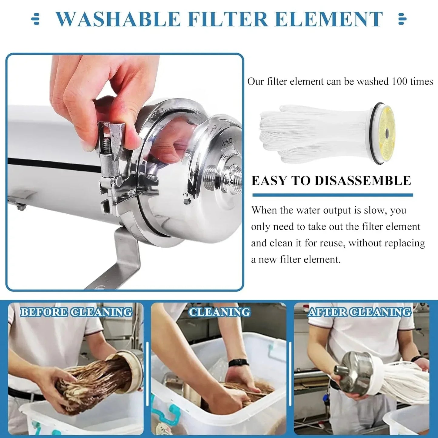 Whole House UF Water Purifier – 0.01μm PVDF Membrane, 1500L Stainless Steel Mineral Filter