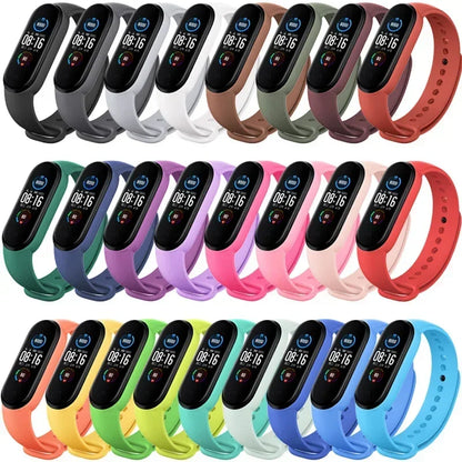 Silicone Watch Strap for Xiaomi Mi Band 3 4 5 6 7 | 24 Colors