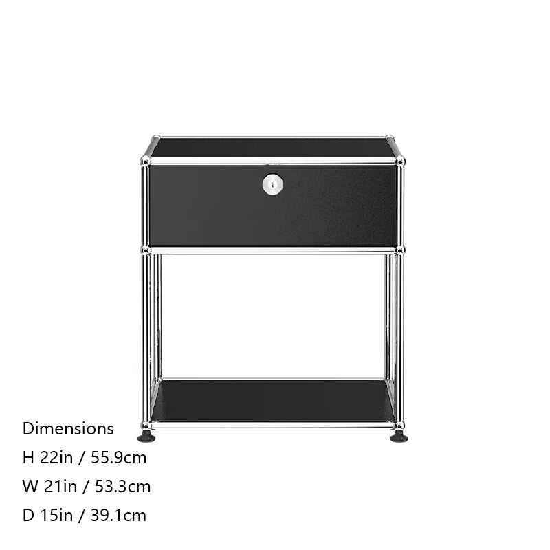 Stainless steel metal nightstand with storage cabinets, modern bedroom furniture for living room or bedroom use by R.E.D. Shopping