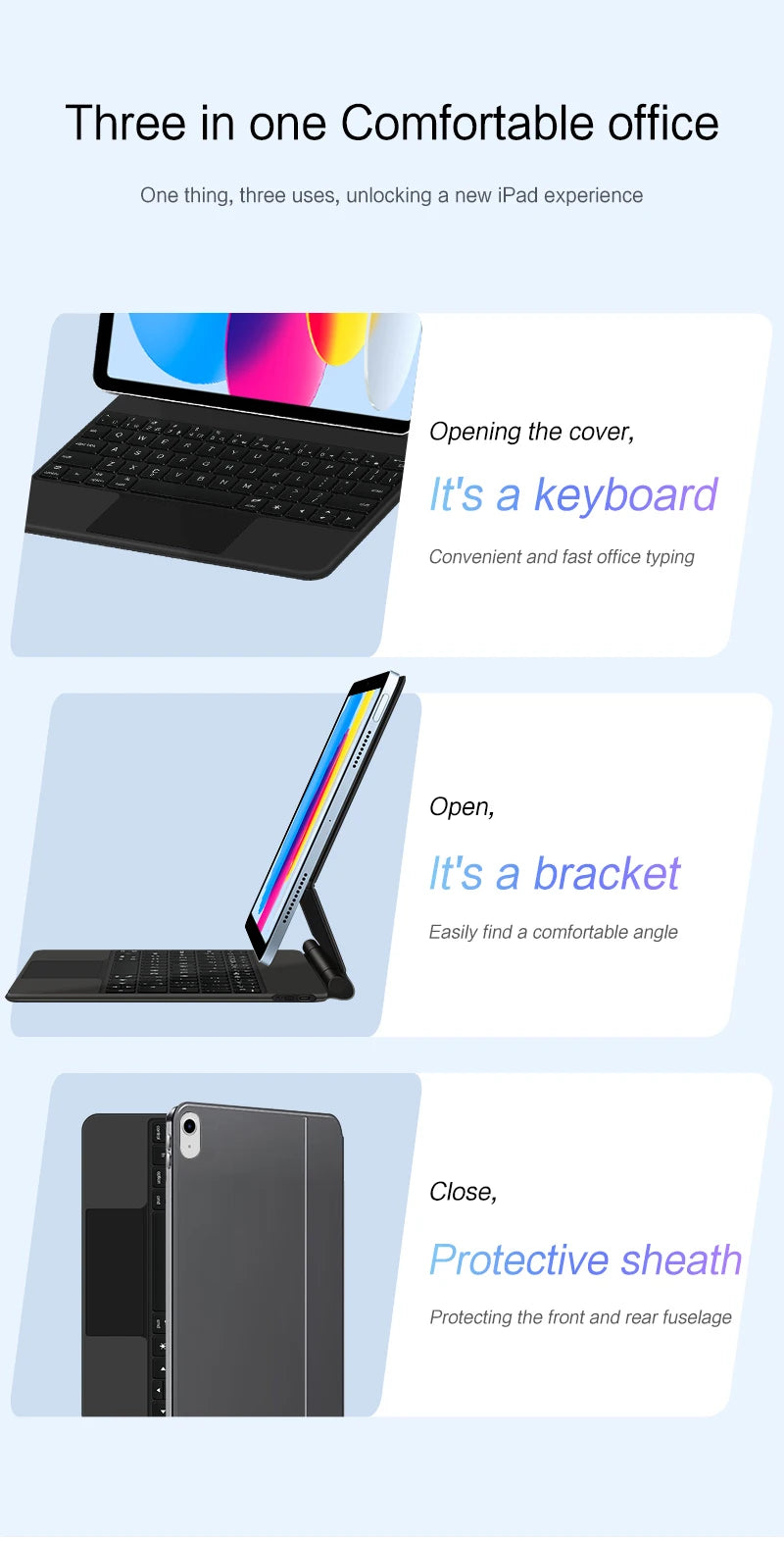 Magic Keyboard for iPad 11th Gen (A16) 2025 | Smart Case | Multi-Language | Black & White | 7 Languages