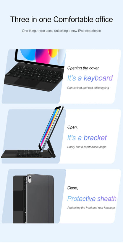 Magic Keyboard for iPad 11th Gen (A16) 2025 | Smart Case | Multi-Language | Black & White | 7 Languages