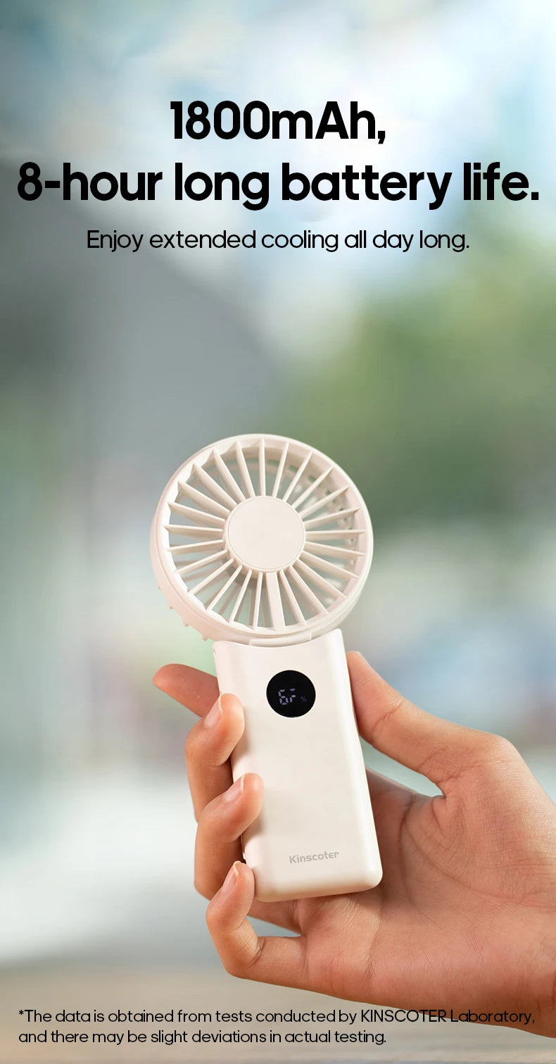 Portable Folding Handheld Fan | 1800mAh | 4-Speed | LED Display | Rechargeable | Outdoor Travel