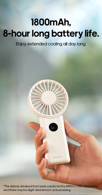 Portable Folding Handheld Fan | 1800mAh | 4-Speed | LED Display | Rechargeable | Outdoor Travel