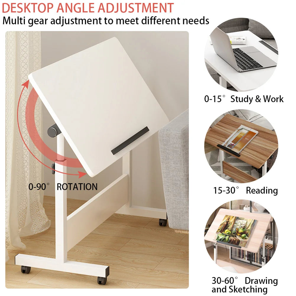 Mobile Standing Desk with Wheels – Adjustable Height 80x40cm Home Office Workstation