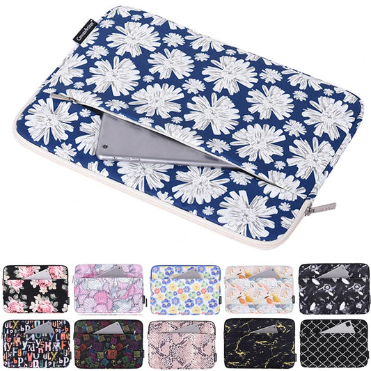 Laptop Sleeve Bag 11–15.6 Inch – Canvas, Zipper, for MacBook, Lenovo, HP, Acer – Multiple Prints
