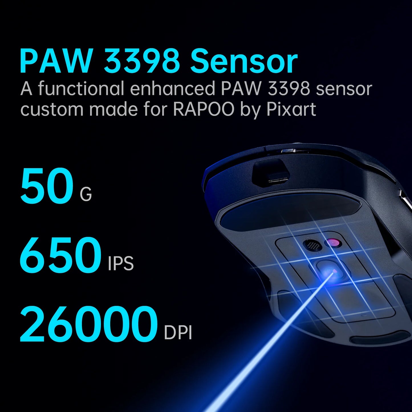 Rapoo VT9PRO Wireless Gaming Mouse – PAW3398, 68g, 26000DPI, Type-C, Programmable, Ergonomic