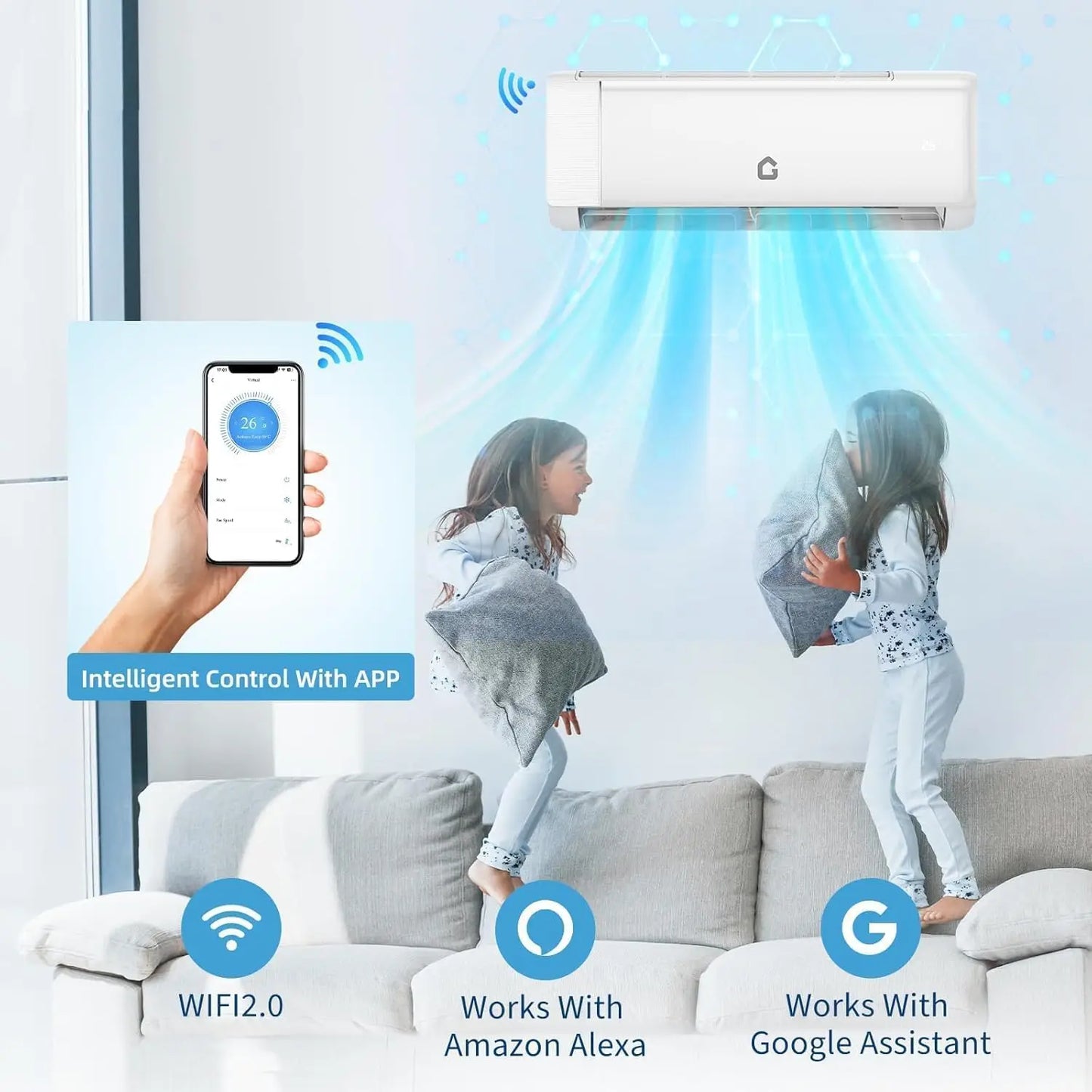 24,000 BTU Mini Split Air Conditioner with Heater – 19 SEER2, 230V, Ductless Wall-Mounted