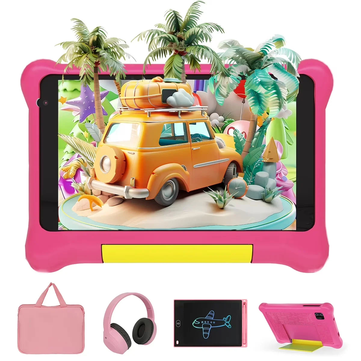 URAO 7" Kids Learning Tablet Bundle – Android 13, 5GB+32GB, Headphones, Stylus, Bag, Parental Controls