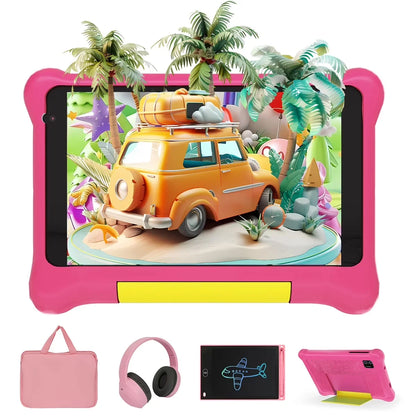 URAO 7" Kids Learning Tablet Bundle – Android 13, 5GB+32GB, Headphones, Stylus, Bag, Parental Controls