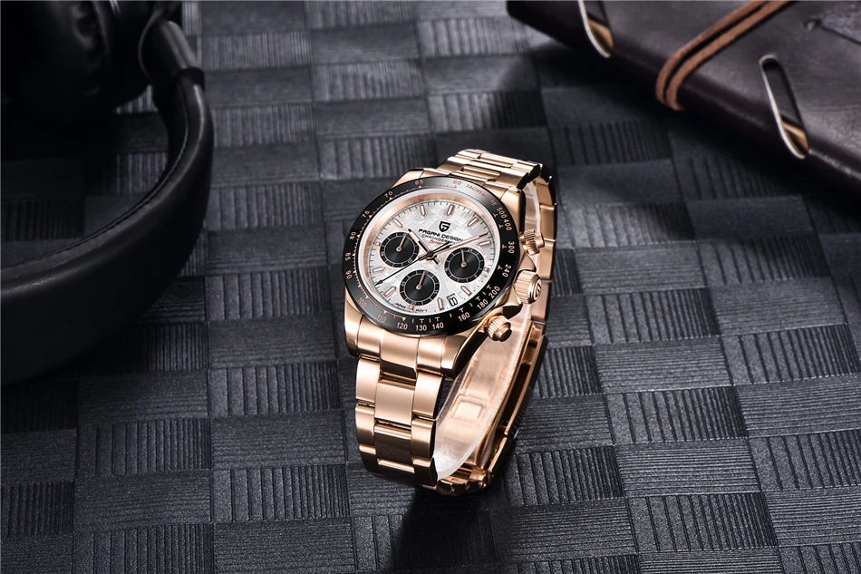 PAGANI DESIGN Men's Luxury Chronograph Watch – 100M Waterproof, Quartz Sport Wristwatch, Gift