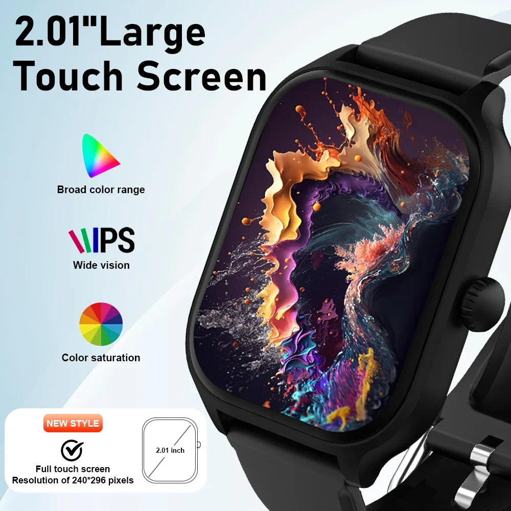 R.E.D. Shopping Smart Watch 2026 with 2.01" HD full touch screen, Bluetooth calling, and sports fitness tracking.