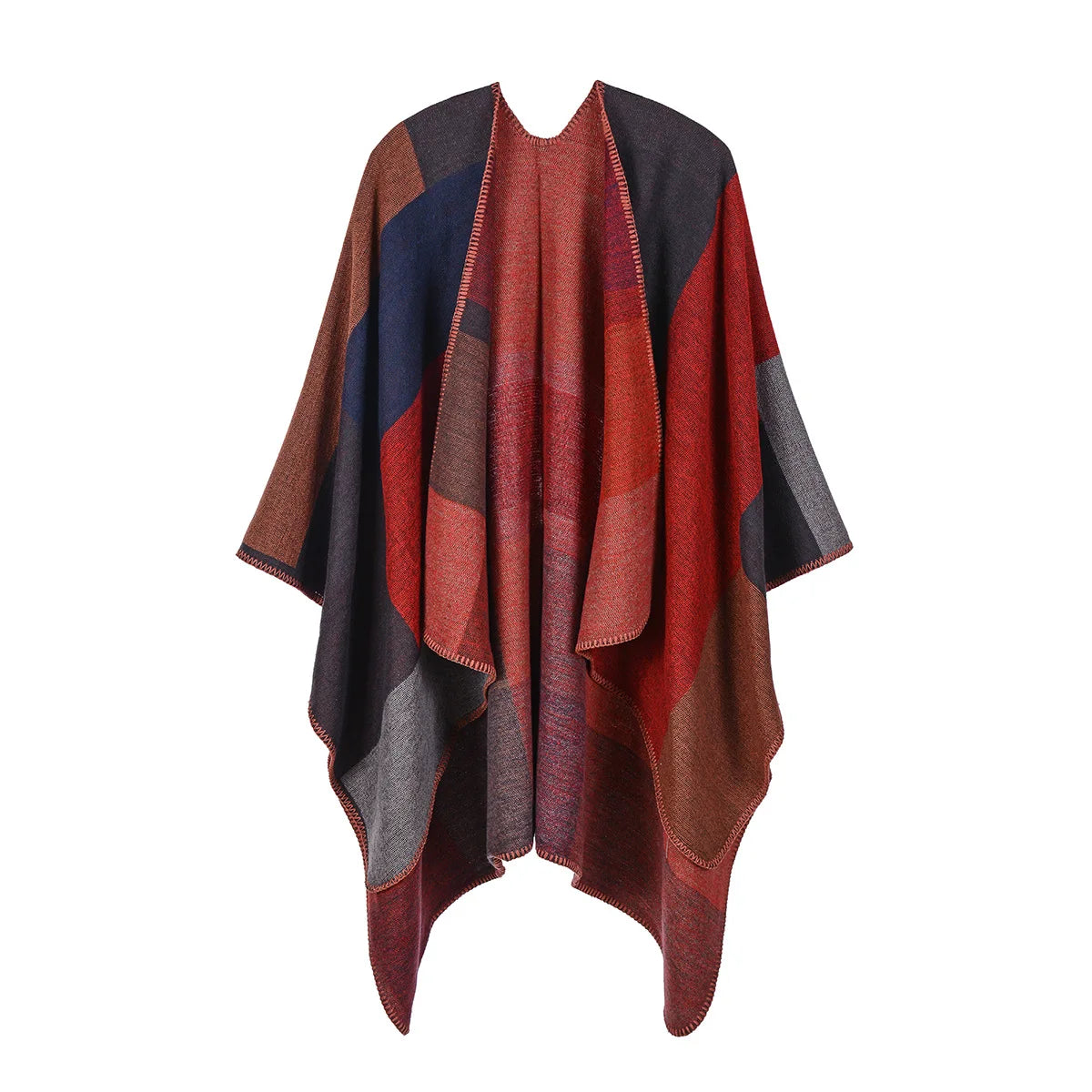 Soft beige imitation cashmere poncho scarf for women, stylish winter shawl and wrap from R.E.D. Shopping.