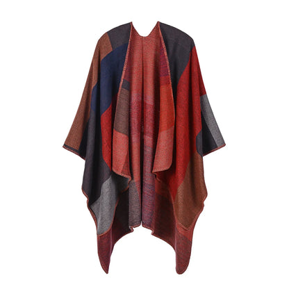 Soft beige imitation cashmere poncho scarf for women, stylish winter shawl and wrap from R.E.D. Shopping.
