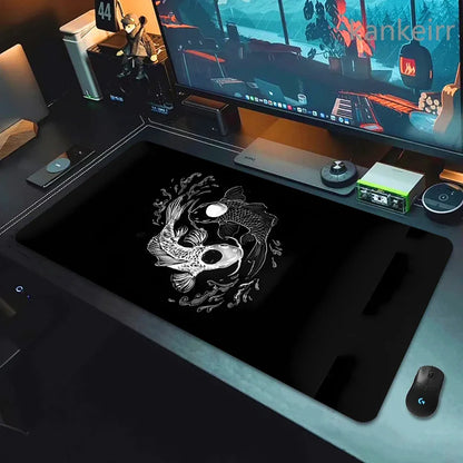 Koi Fish Taichi XXL Gaming Deskmat 90x40 – Natural Rubber, Anti-Slip, Smooth Surface