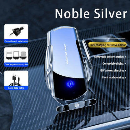 Car Magnetic Phone Holder with Wireless Charger – 360° Rotatable GPS Mount for iPhone & Xiaomi