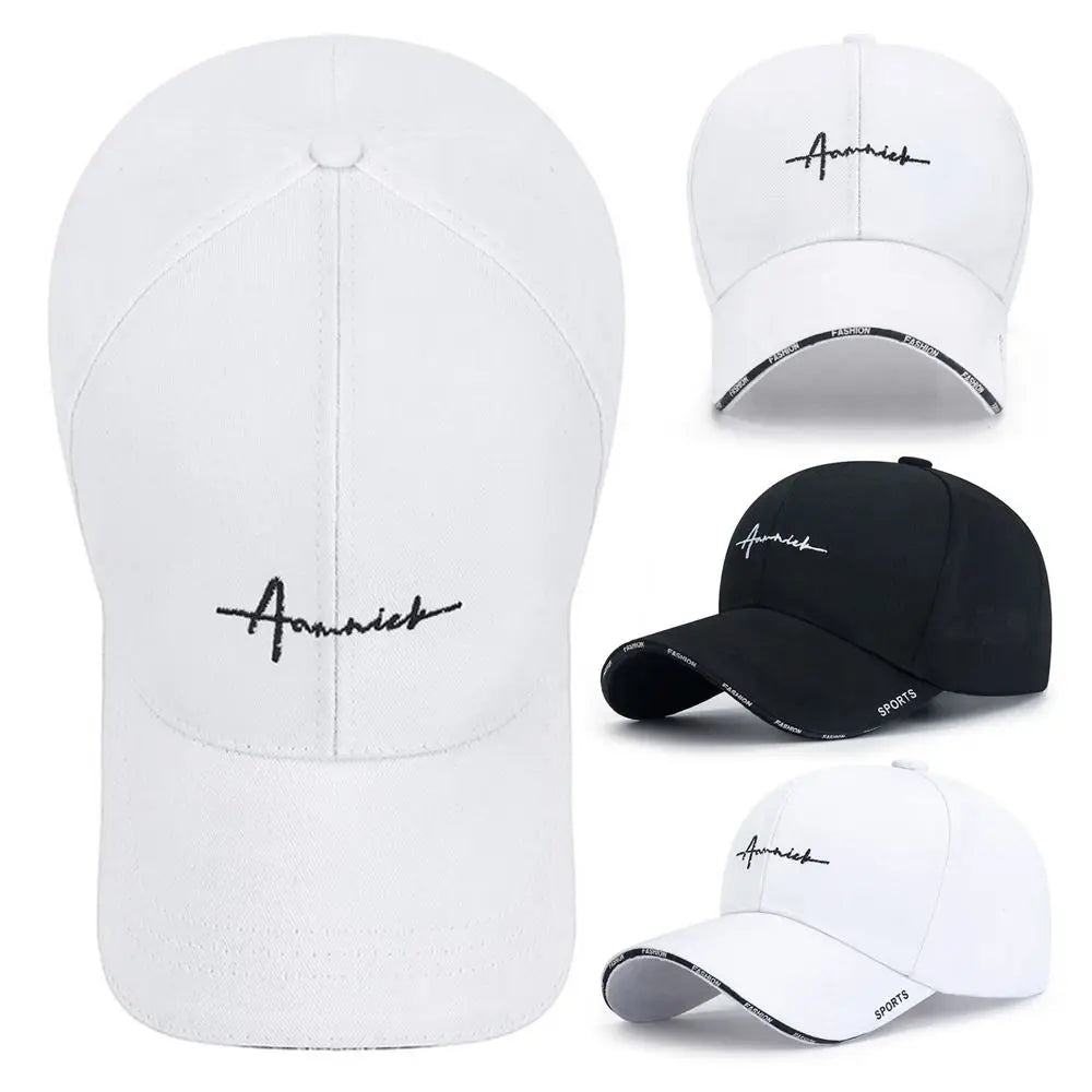 Cotton solid color baseball cap with adjustable strap, designed for sun protection, worn by a woman for summer outdoor activities.