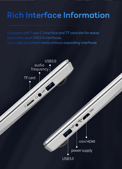 Portable Ultra-Slim Laptop – Intel Core i7-9850H, 12GB RAM, up to 2TB SSD, 4K, Windows 11 | Office & Study Notebook
