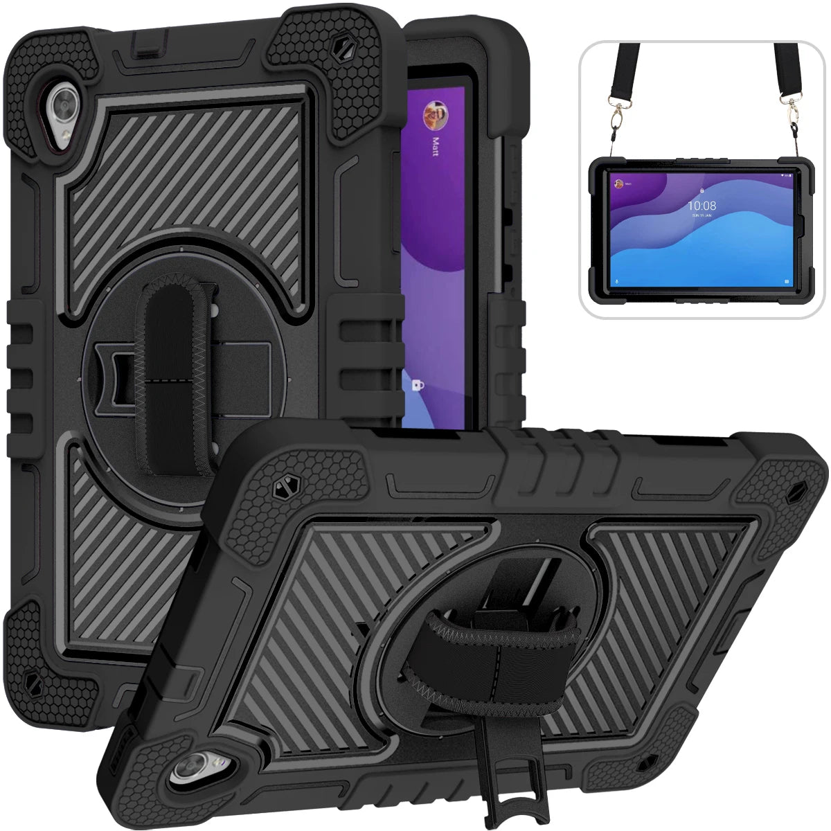 360 Rotating Kids Case for Lenovo Tab M10 HD Gen2 TB-X306 – Shockproof, Kickstand, Shoulder Strap