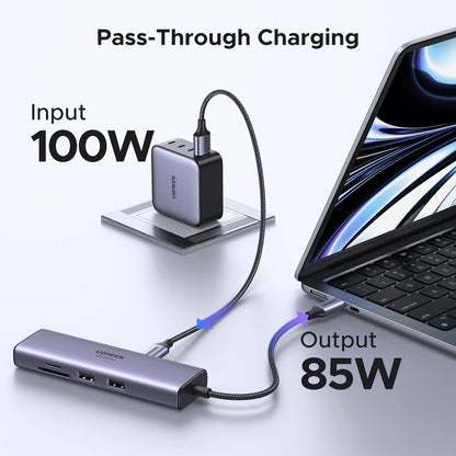 UGREEN CM512 7-in-1 USB-C Hub – 4K60Hz HDMI, PD100W, 5Gbps USB3.0, SD/TF, RJ45, MacBook & Laptop