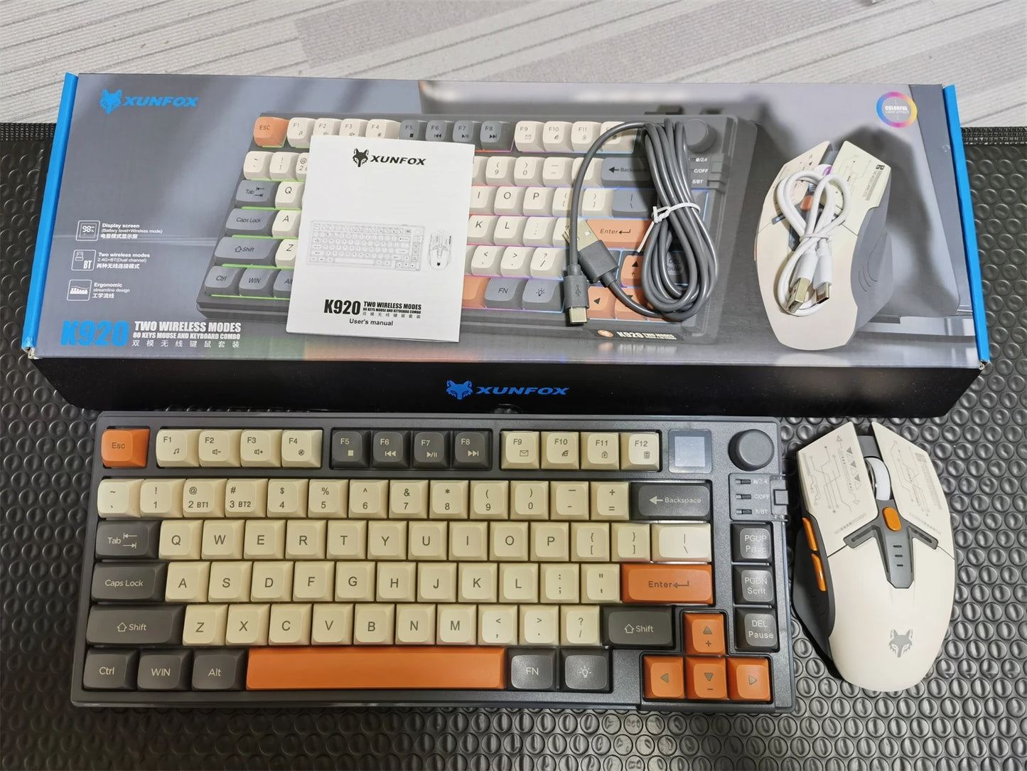 YQT K92 Wireless Keyboard & Mouse Set – 80% Layout, Bluetooth 2.4G, Multi-Language, Backlit, 2000mAh