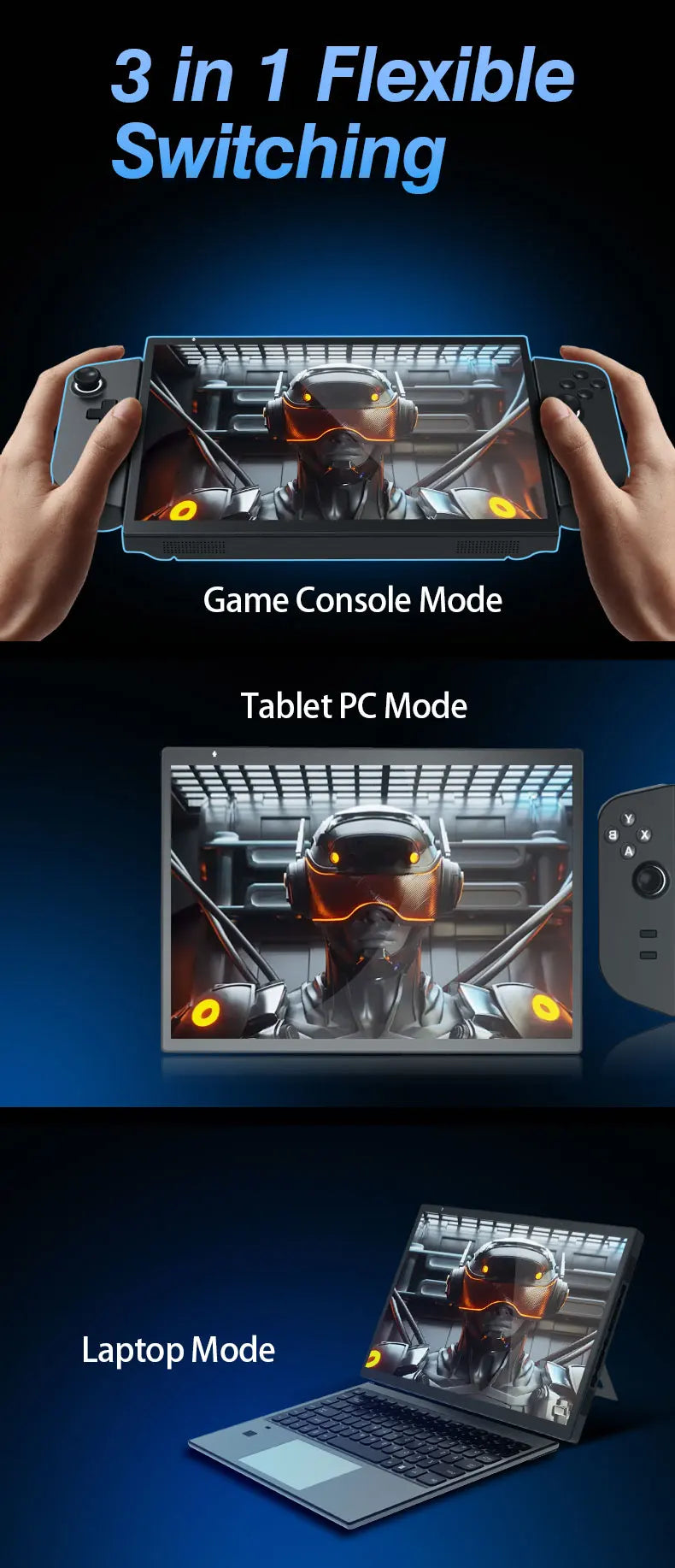 CRELANDER Handheld Gaming Laptop 10.5" — Intel N95, Touch Screen, Detachable Gamepad, Windows