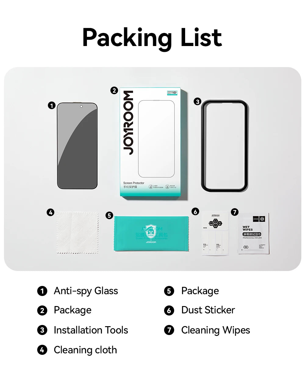 Joyroom Anti-Spy Privacy Screen Protector for iPhone 17 Pro Max / 17 Pro / 17 Air | Tempered Glass Film