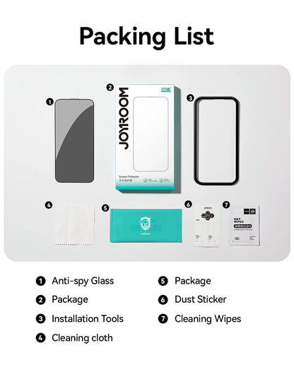 Joyroom Anti-Spy Privacy Screen Protector for iPhone 17 Pro Max / 17 Pro / 17 Air | Tempered Glass Film