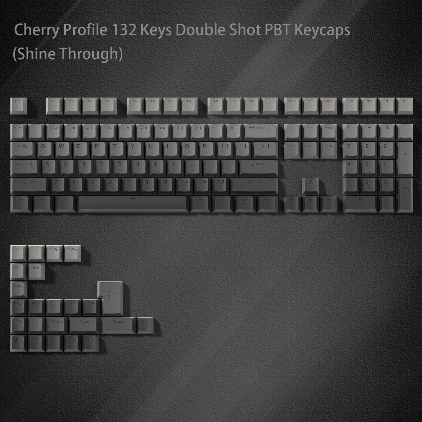 140-Key Cherry Profile Shine-Through RGB PBT Double Shot Keycaps for Cherry/Gateron MX Switches