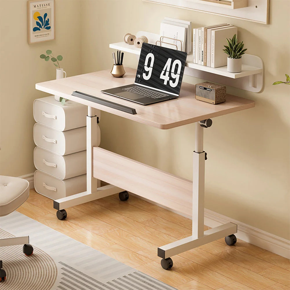 Mobile Standing Desk with Wheels – Adjustable Height 80x40cm Home Office Workstation