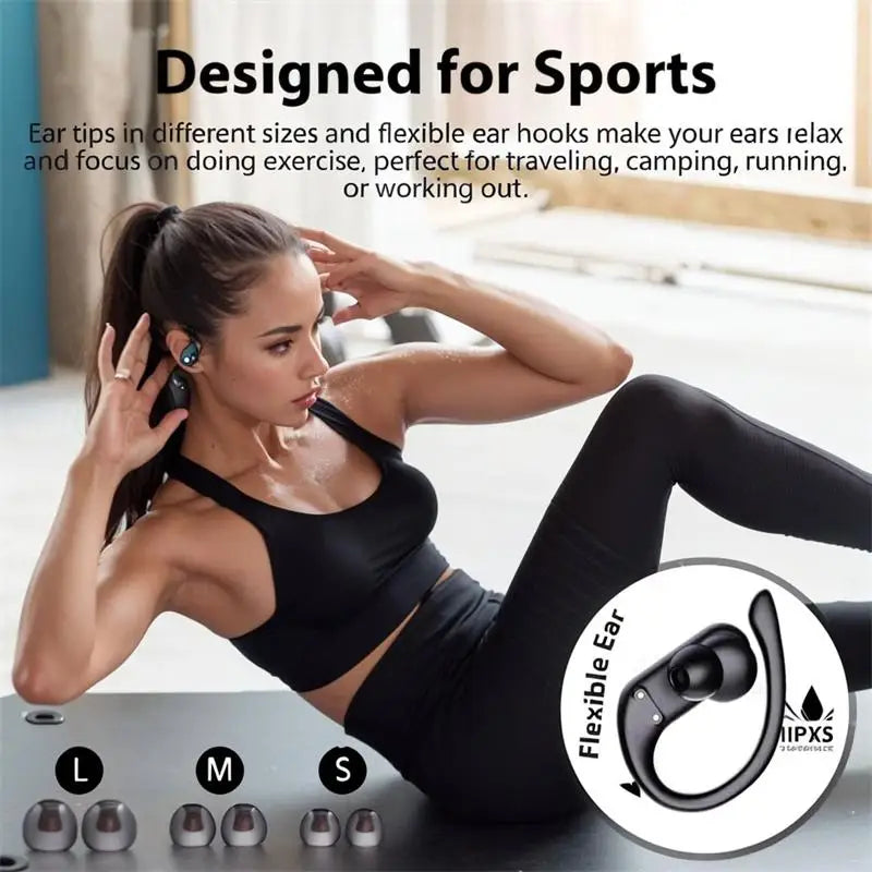 A520 Wireless Bluetooth 5.3 Ear Hook Headset – HIFI Stereo, Microphone, Running & Gaming