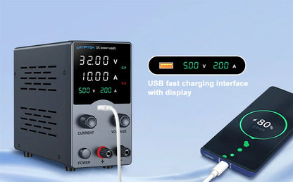 Wanptek Adjustable DC Lab Bench Power Supply – 30V/10A, 60V/5A, 120V/3A