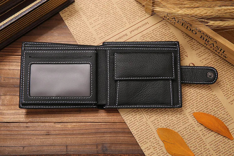 Genuine Cowhide Leather Men's Wallet – Short Bifold