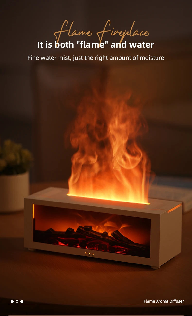 Fireplace Aroma Diffuser & Air Humidifier — Colorful Flame Effect, Timer, Remote Control, Home & Office