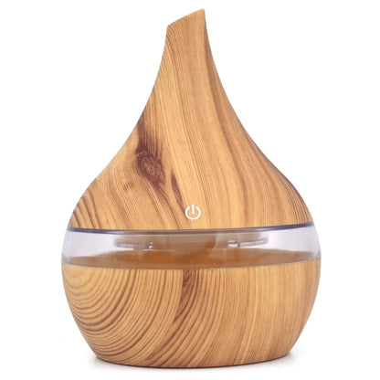 Portable Aroma Diffuser & Humidifier – 300ml, USB, 7-Color RGB Night Light | Light/Dark Wood, White