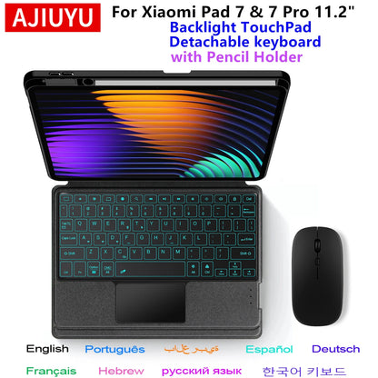 Detachable Magic Keyboard For Xiaomi Pad 7 MIPad7 Case Pencil Holder for Xiaomi Pad 7 Pro Mi Pad 7 2024 11.2" Tablet Cover Case
